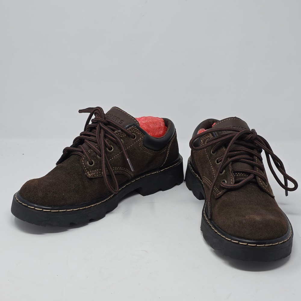 Skechers Jammers Oxford Shoes Womens 7 Brown Leather Chunky 90s Y2K Grunge